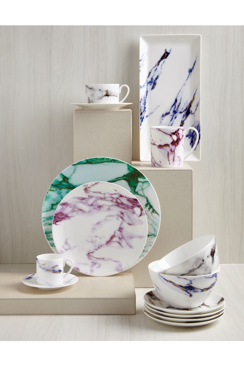 Marble Venice Fog Small Vegetable Bowl / All Purpose, Alternate, color, White