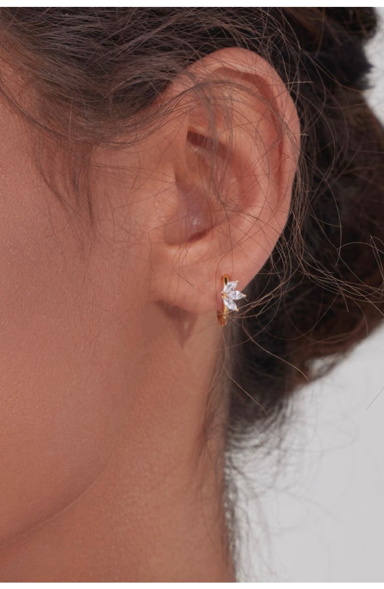 Bearfruit Jewelry 14k Gold Plated Lotus Huggies Minimalist Dainty Holiday Gift Idea, Alternate, color, Gold