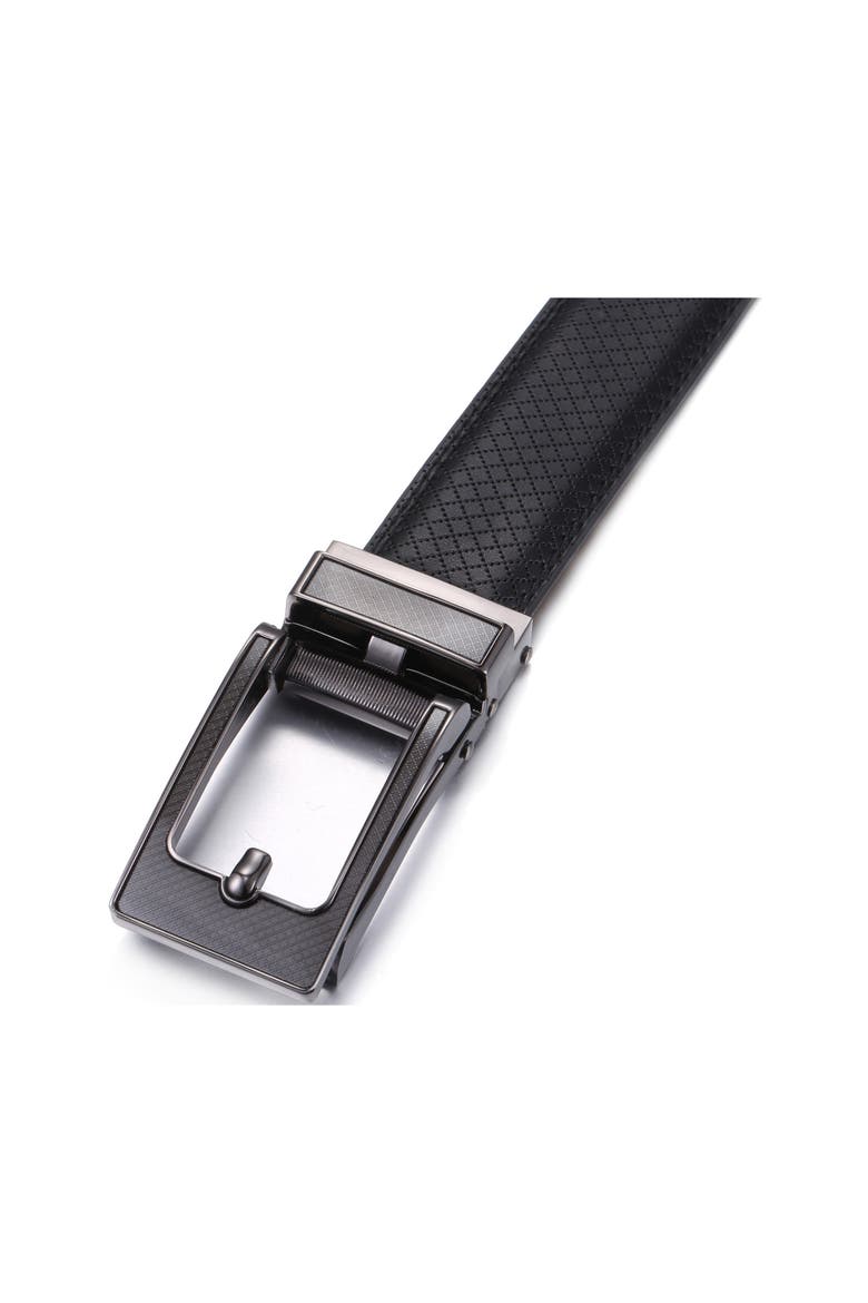 Crosshatch Leather Adjustable Ratchet Belt, Alternate, color, Deep Charcoal