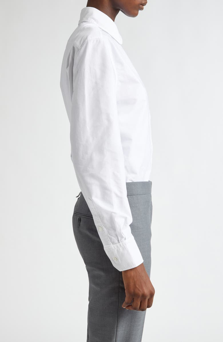 Thom Browne Rose Embroidered Button-Up Shirt, Alternate, color, 