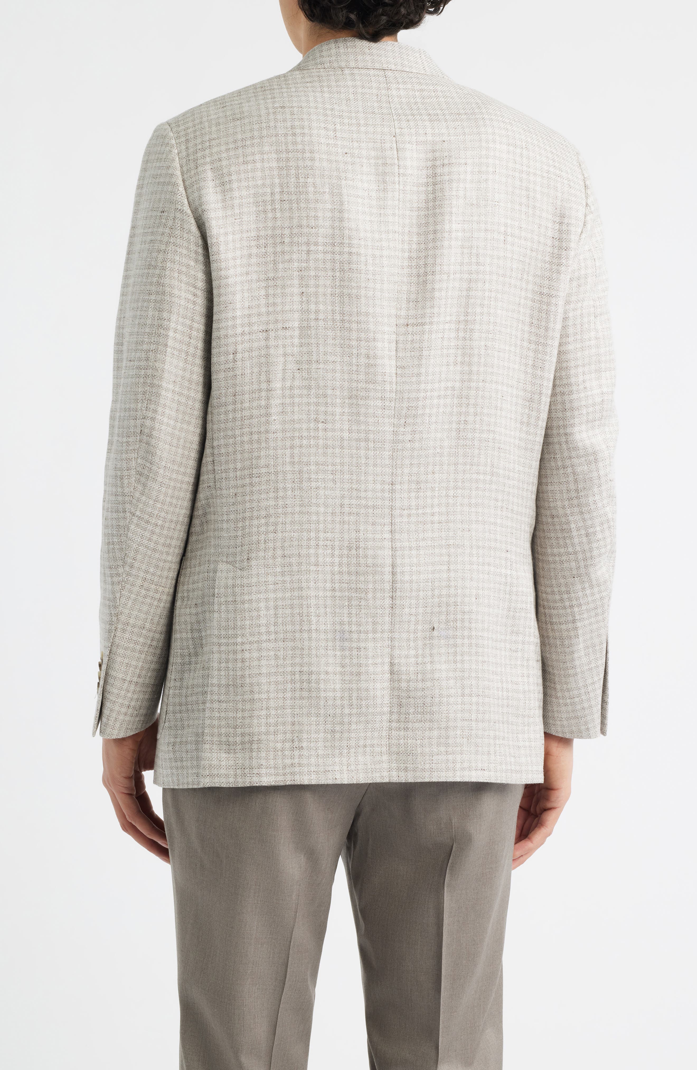 Hyperlight Soft Tan Check Linen & Wool Blend Sport Coat - image 2