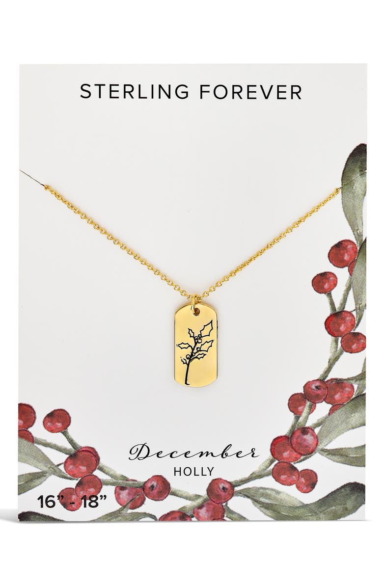 Sterling Forever Birth Flower Pendant Necklace, Alternate, color, Gold/ December