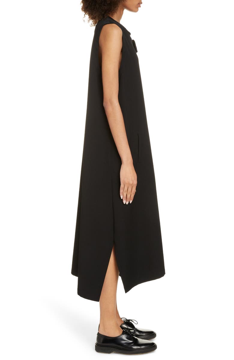 Y's by Yohji Yamamoto Sleeveless Wool Gabardine Midi Dress, Alternate, color,