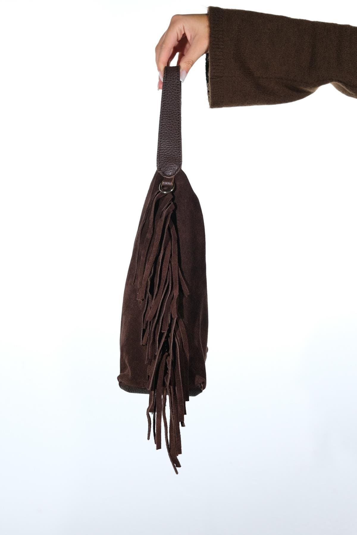 Forever & Always Shoes VALS Leather Shoulder Bag, Alternate, color, Brown Suede