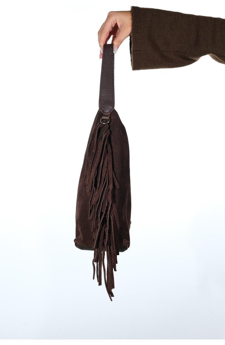 Forever & Always Shoes VALS Leather Shoulder Bag, Alternate, color, Brown Suede