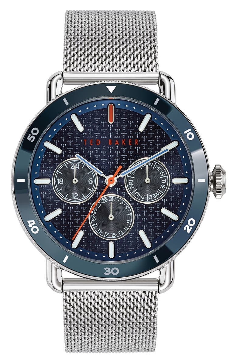 Ted Baker London Margarit Multifunction Mesh Strap Watch, 46mm, Main, color, 