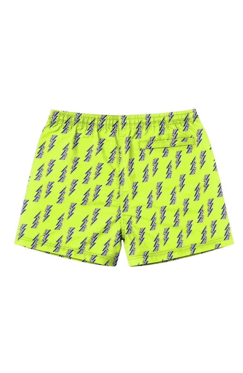 Limeapple Boys Lightning Bolt Print Board Shorts, Alternate, color, Lime