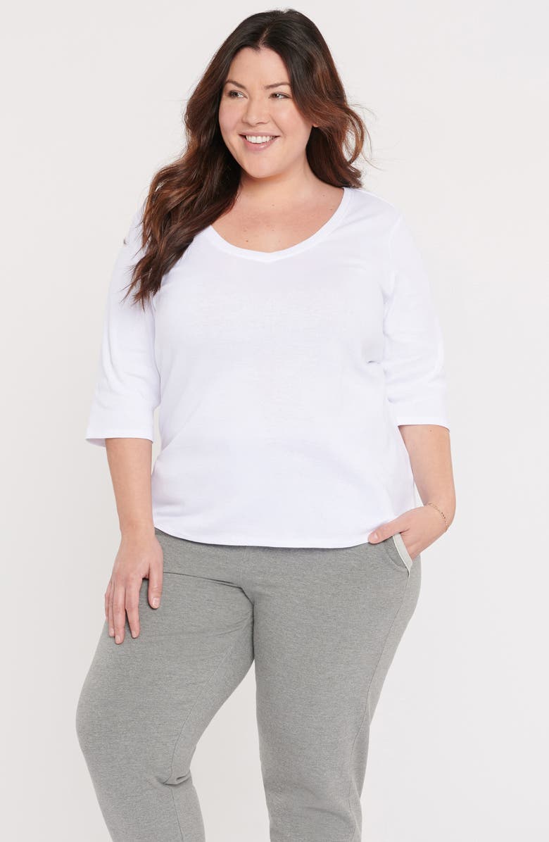 NYDJ V-Neck Ribbed T-Shirt, Alternate, color,