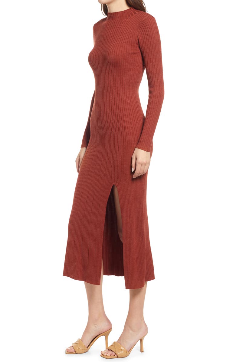 ASTR the Label Long Sleeve Side Slit Sweater Dress, Alternate, color, 