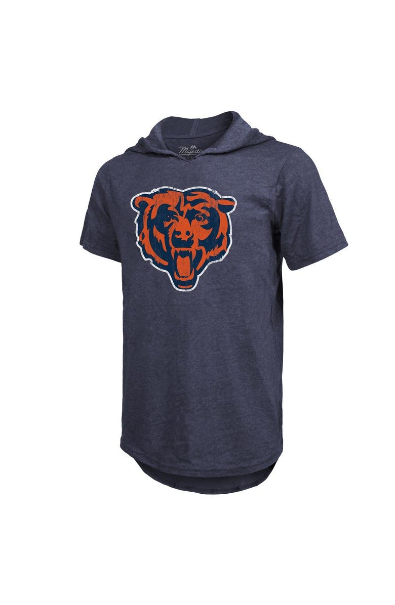 Majestic Threads Men's Majestic Threads Justin Fields Navy Chicago Bears Player Name & Number Tri-Blend Slim Fit Hoodie T-Shirt, Alternate, color, 