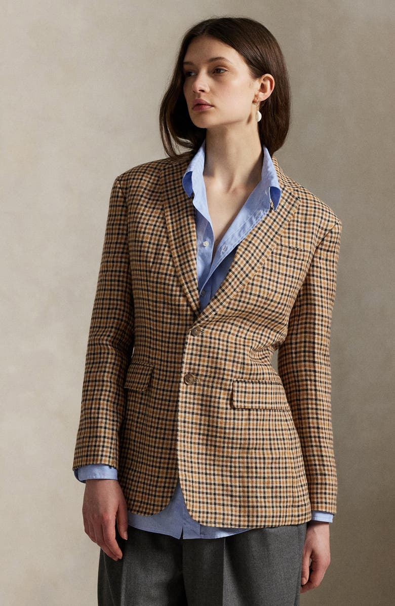 Polo Ralph Lauren Plaid Linen Blazer, Alternate, color, 