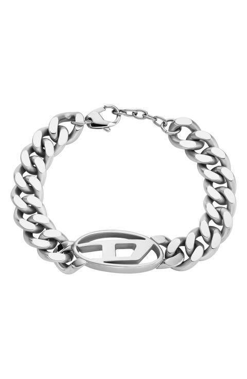 Oval D Enamel Chain Bracelet
