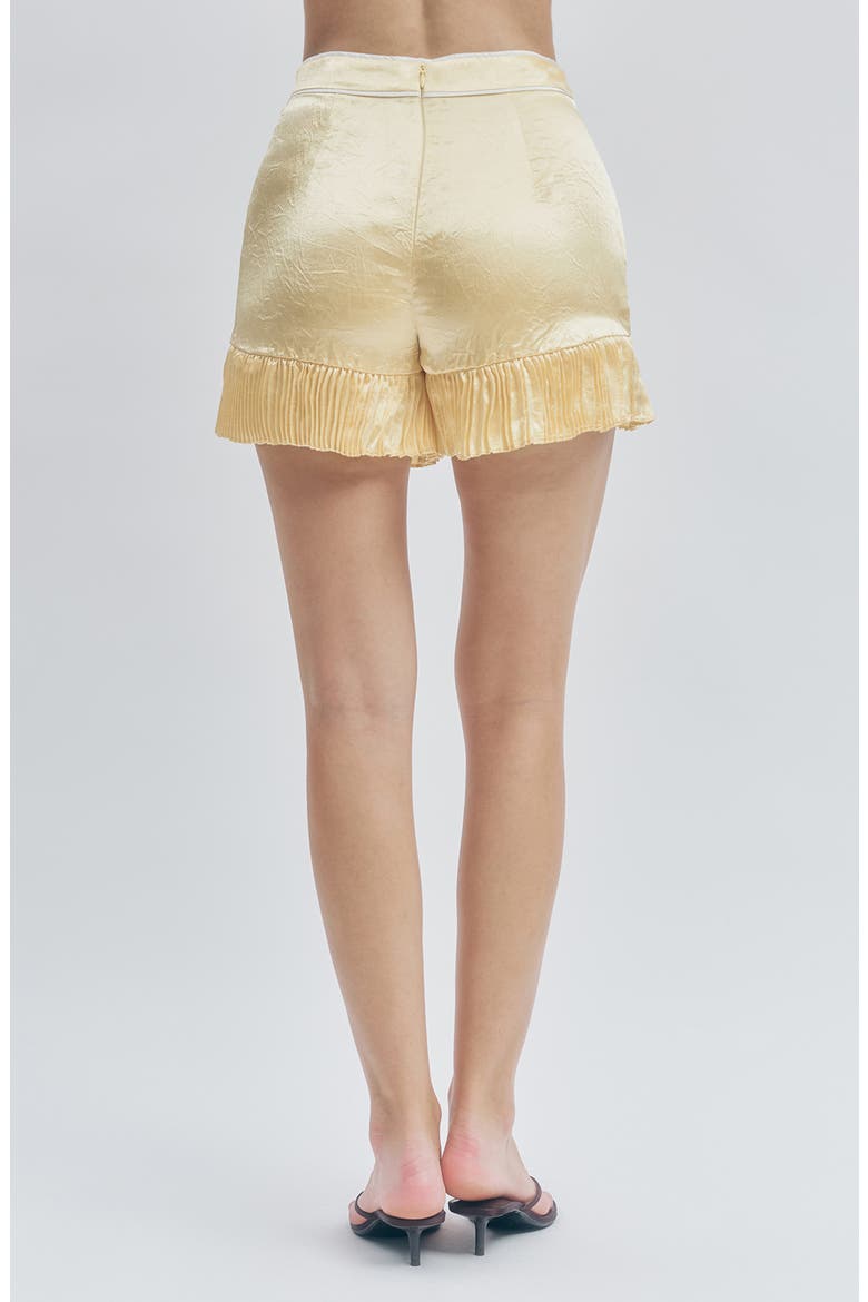 Marsh Crinkled Satin Pleat Hem Mini Shorts, Alternate, color, BUTTER YELLOW