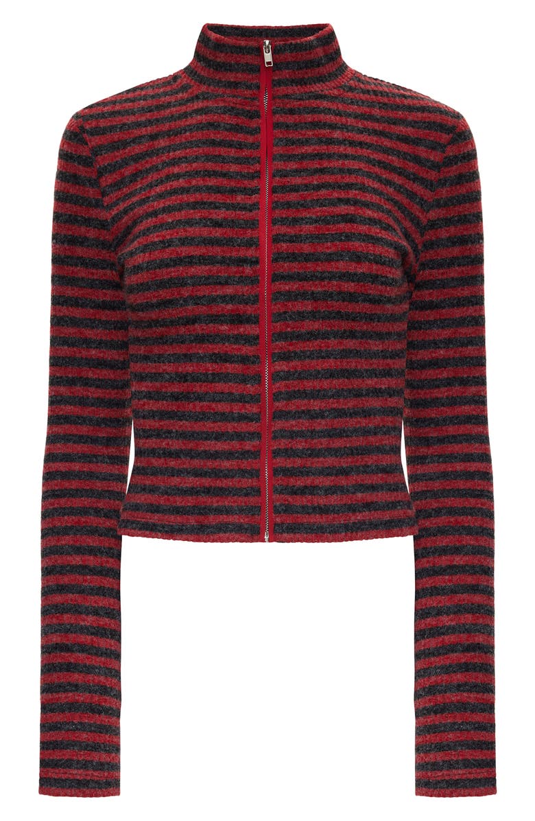 LIONESS Apex Knit Jacket, Alternate, color, Crimson Stripe