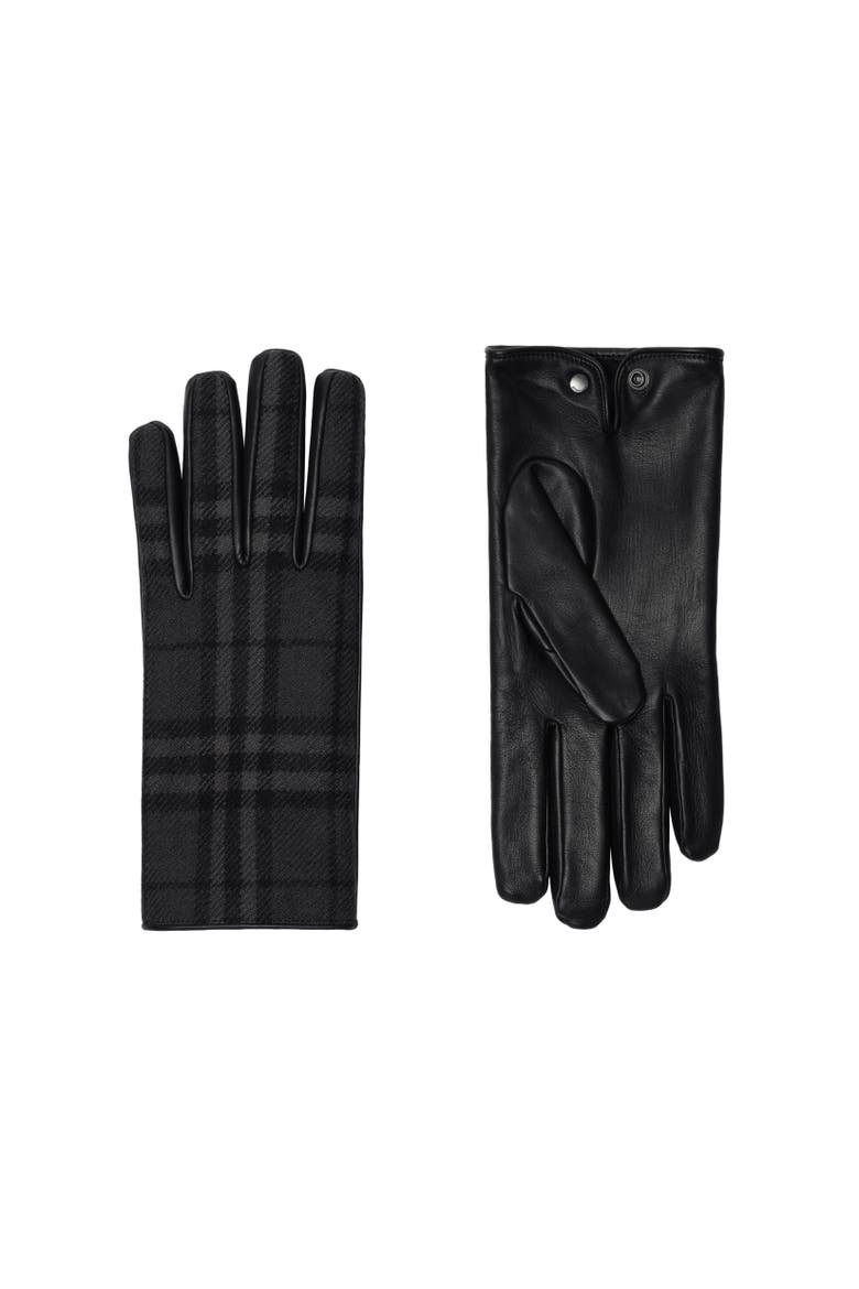 Check Wool Gloves, Alternate, color, Iron grey