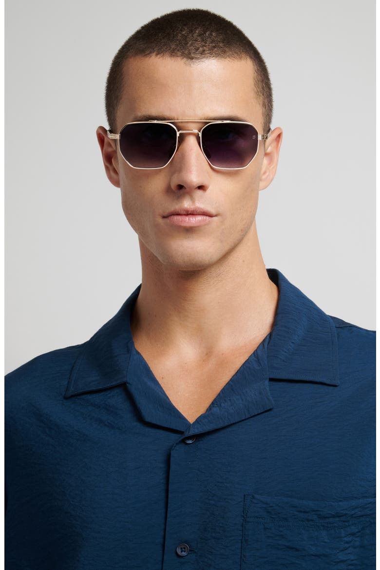 52mm Navigator Sunglasses, Alternate, color, GOLD BLACK/ BL SF AR