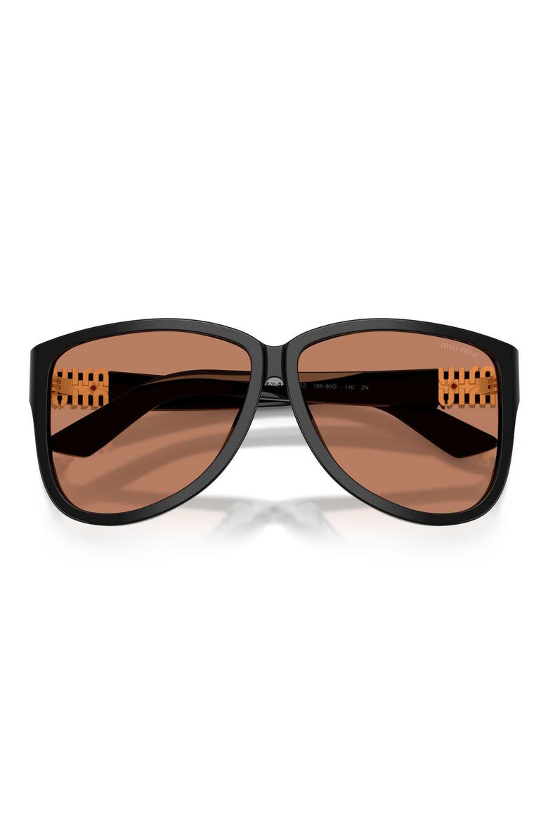 61mm Oversize Pilot Sunglasses, Alternate, color, BLACK / BROWN