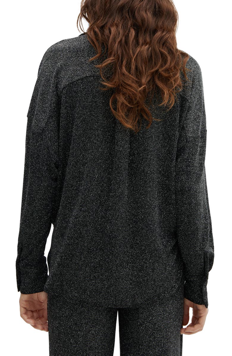 MANGO Metallic Button-Up Shirt, Alternate, color, 