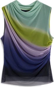 Desigual Ruched Sleeveless Mock Neck Top