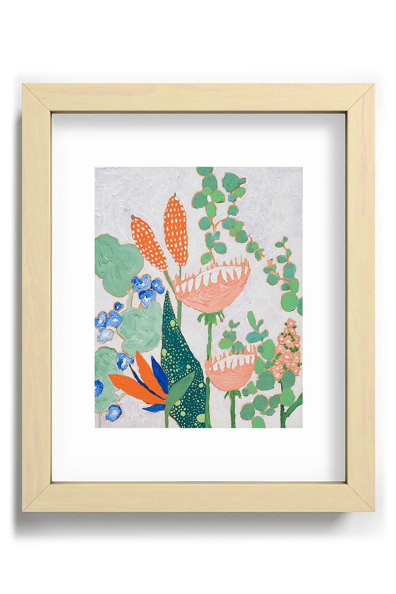 Protea & Birds of Paradise Framed Art Print, Alternate, color, GREEN