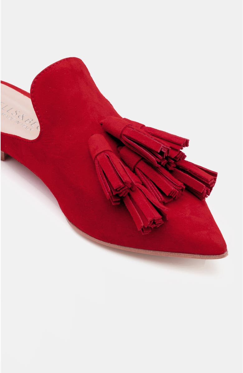 BELLS & BECKS Mirella Pointy Toe Tassel Mule, Alternate, color, Red