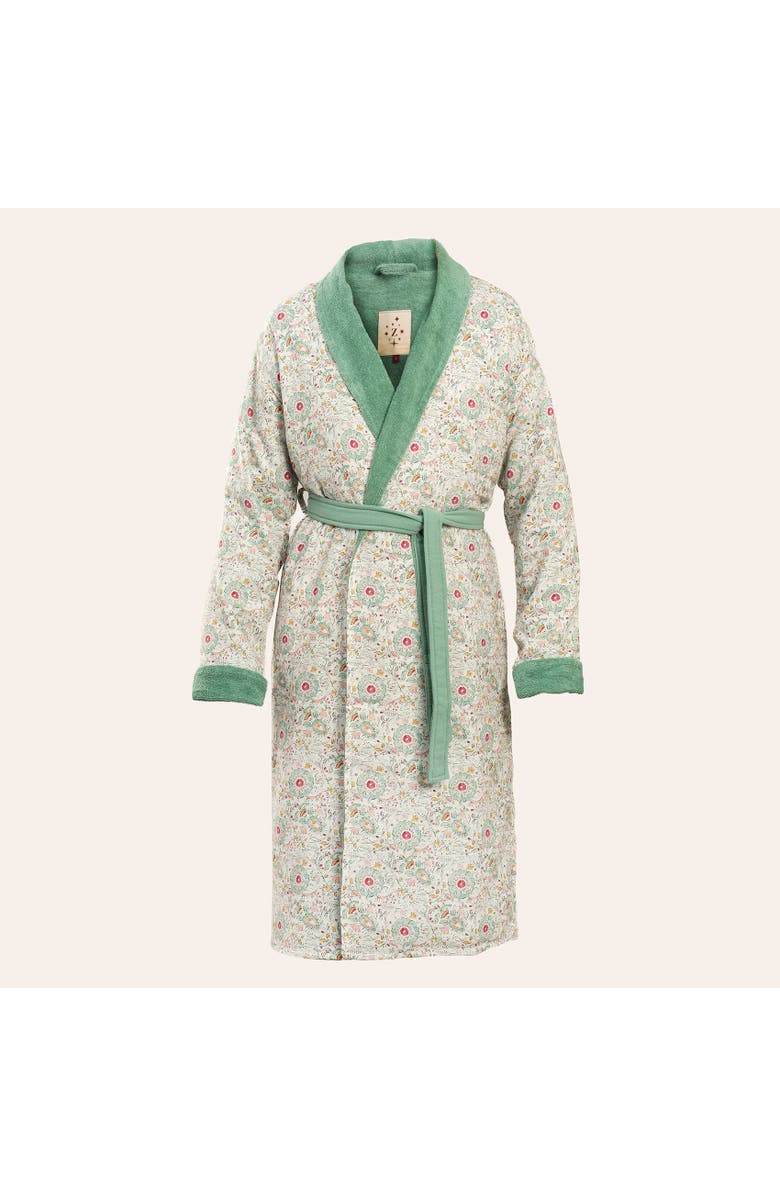 Zsa Zsa Zsu Tabea Shawl Collar Muslin 100% Cotton Bathrobe, Main, color, Green