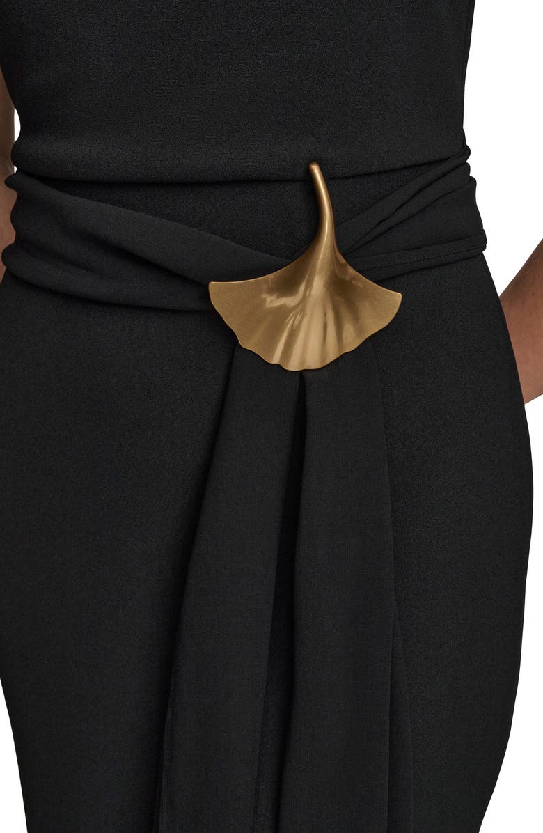 Donna Karan New York Crepe & Chiffon Mermaid Gown, Alternate, color, Black/ Black