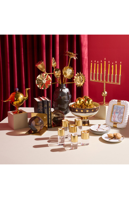Shop Jonathan Adler Jacques Candle Holder Set In Clear