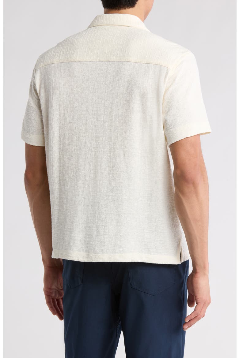 Relaxed Fit Textured Camp Shirt, Alternate, color, CREAM