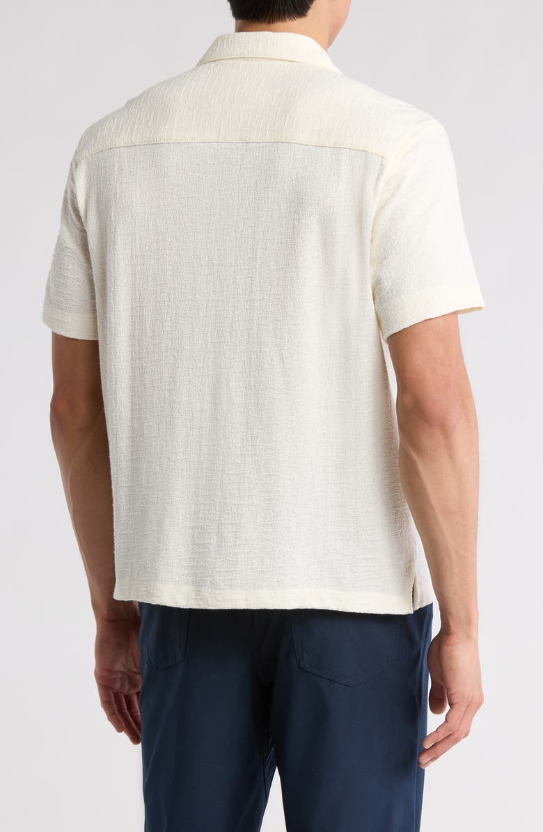 DENIM AND FLOWER Relaxed Fit Textured Camp Shirt, Alternate, color, Cream