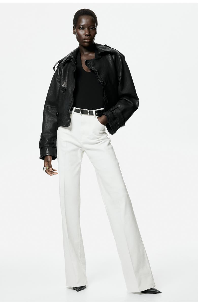 H&M Belted bootcut pants, Alternate, color, White
