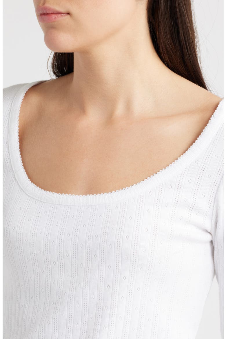 Long Sleeve Pointelle T-Shirt, Alternate, color, WHITE
