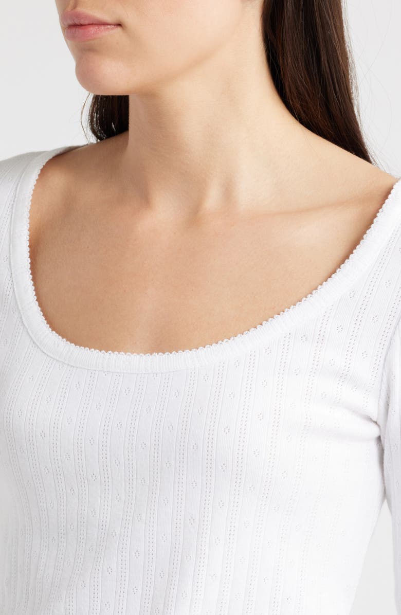 Madewell Long Sleeve Pointelle T-Shirt, Alternate, color, White