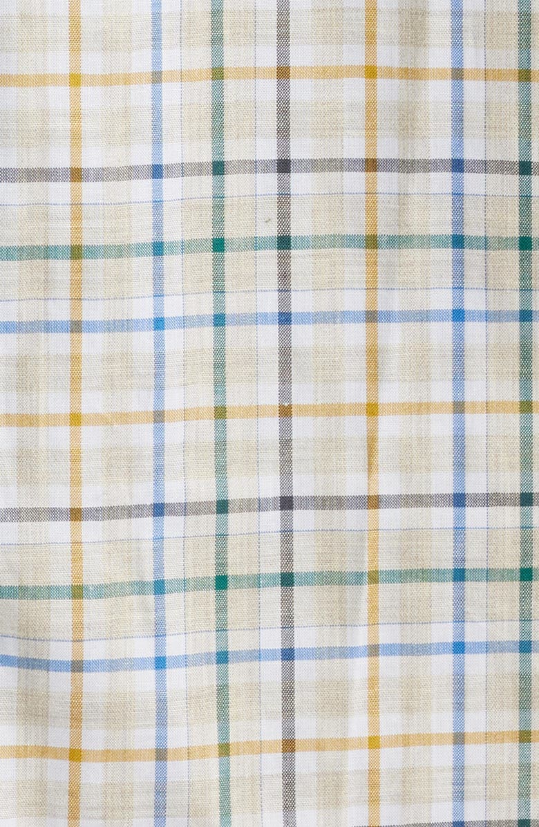 Scott Barber Regular Fit Plaid Cotton Mélange Button-Up Shirt, Alternate, color, Khaki
