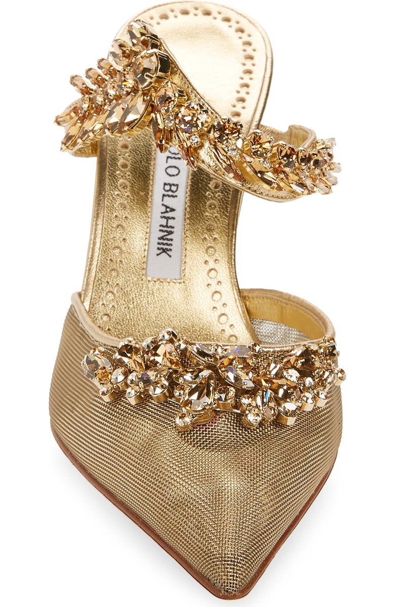 Manolo Blahnik Lurum Crystal Leaf Pointed Toe Mule, Alternate, color,
