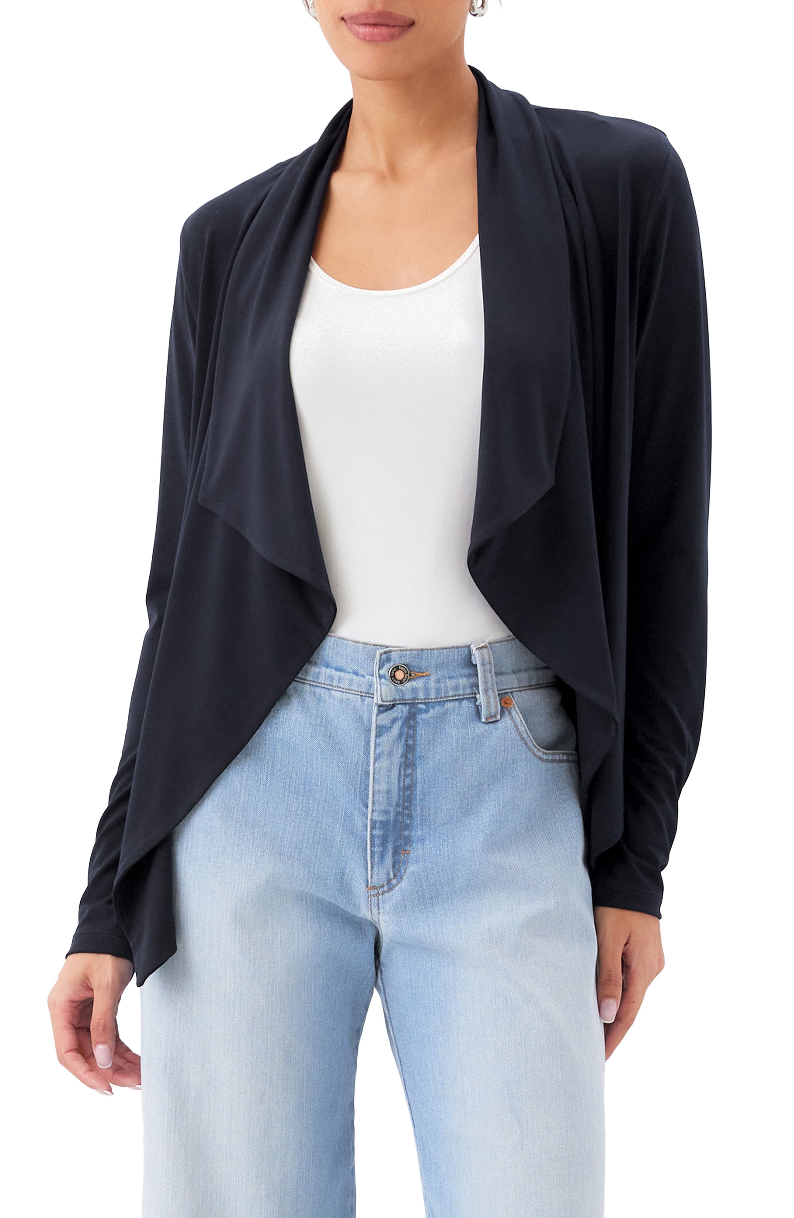 Travel Jersey Open Front Cardigan