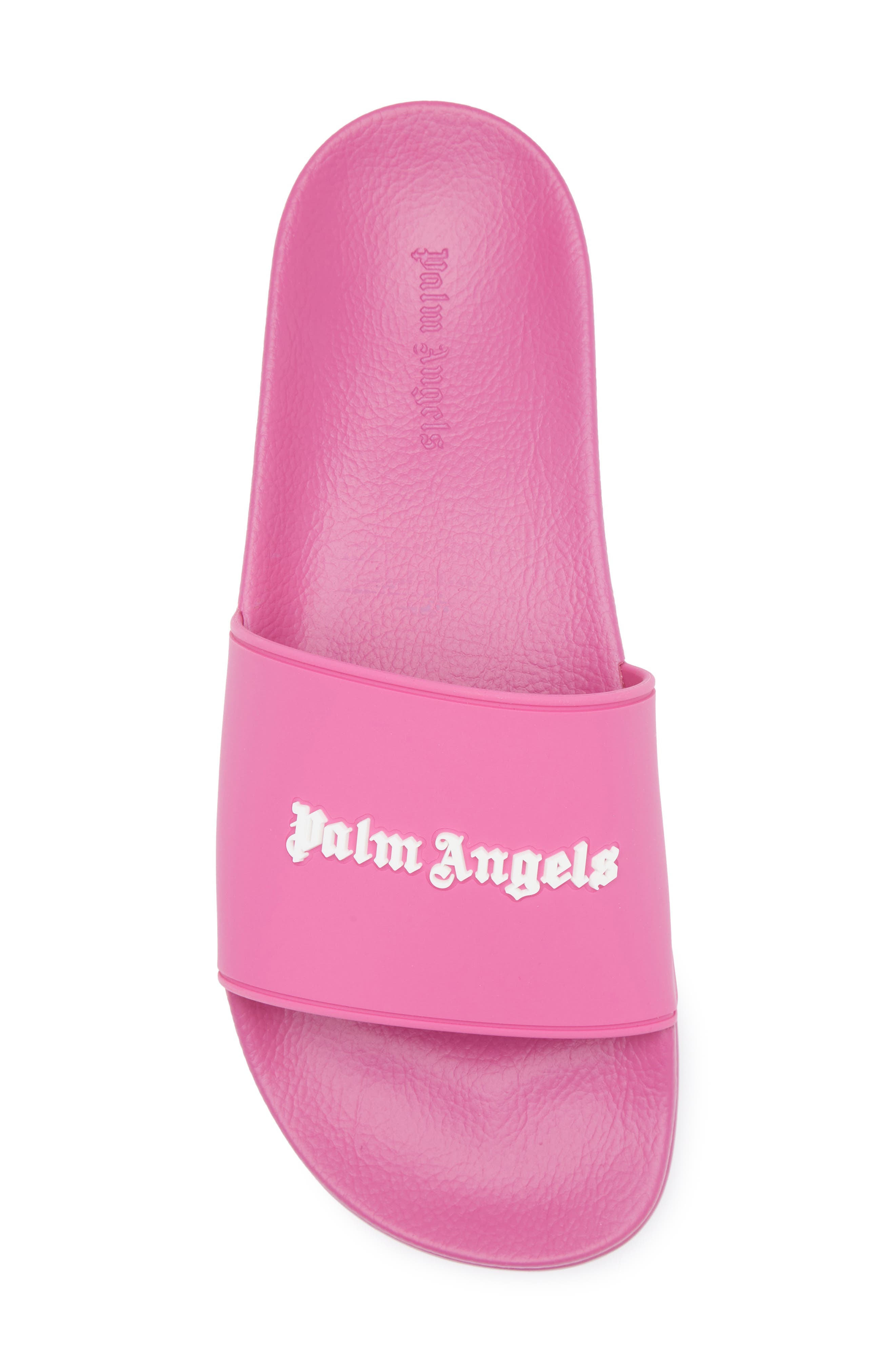 Palm Angels Logo Pool Slide Sandal, Alternate, color, Fuchsia/White