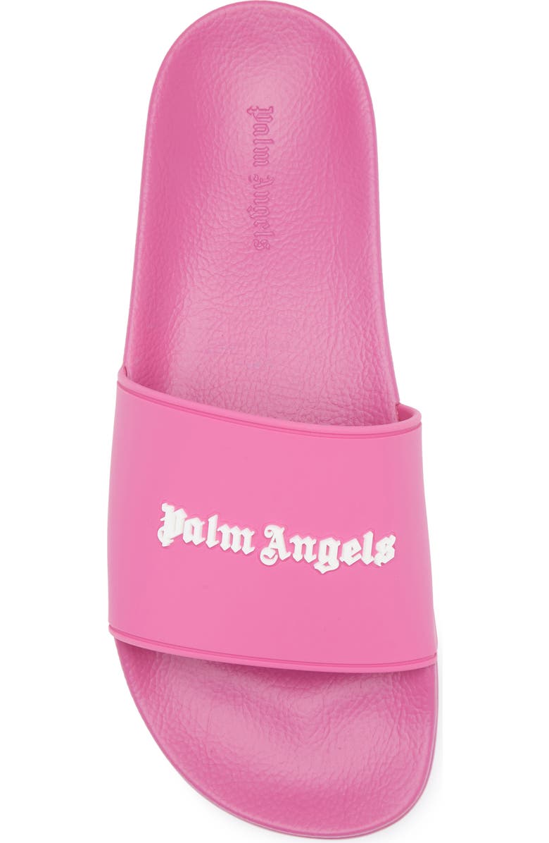 Palm Angels Logo Pool Slide Sandal, Alternate, color, Fuchsia/White