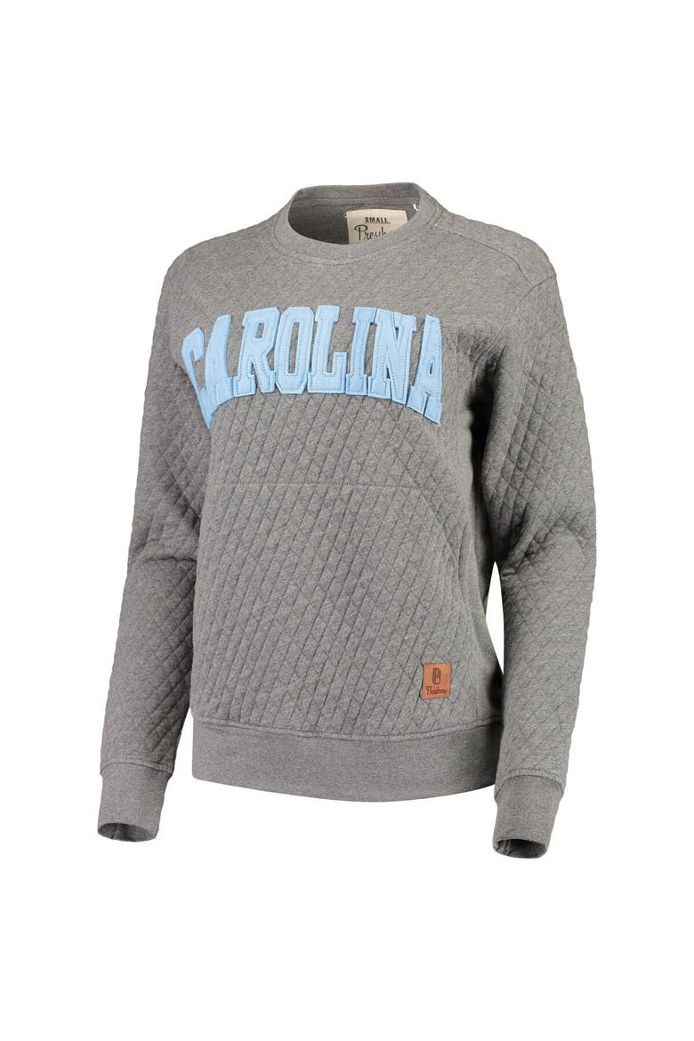 Women's Pressbox Heather Charcoal North Carolina Tar Heels Moose Quilted Pullover Sweatshirt, Alternate, color, Heather Gray