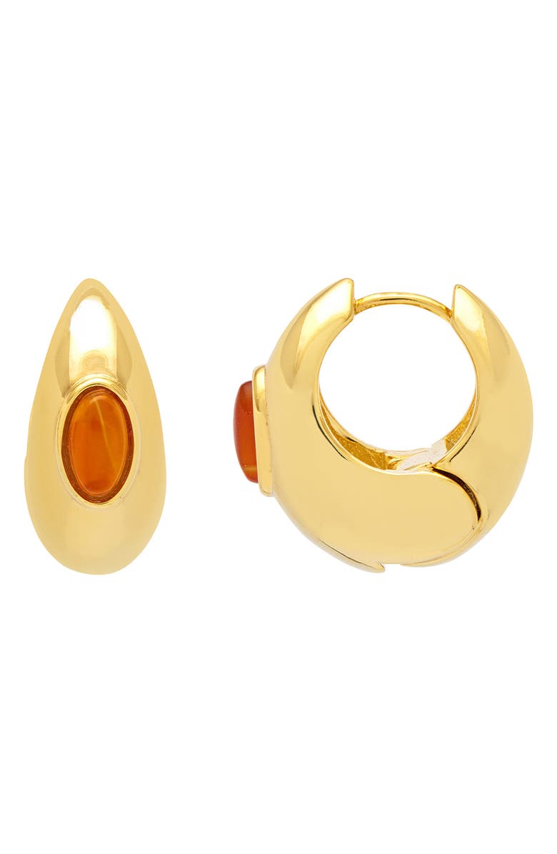 Estella Bartlett Chunky Red Agate Hoop Earrings, Main, color, Gold And Orange