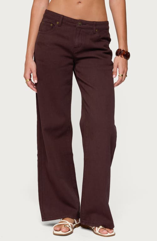 Edikted Roman Slouchy Low Rise Wide Leg Jeans In Brown