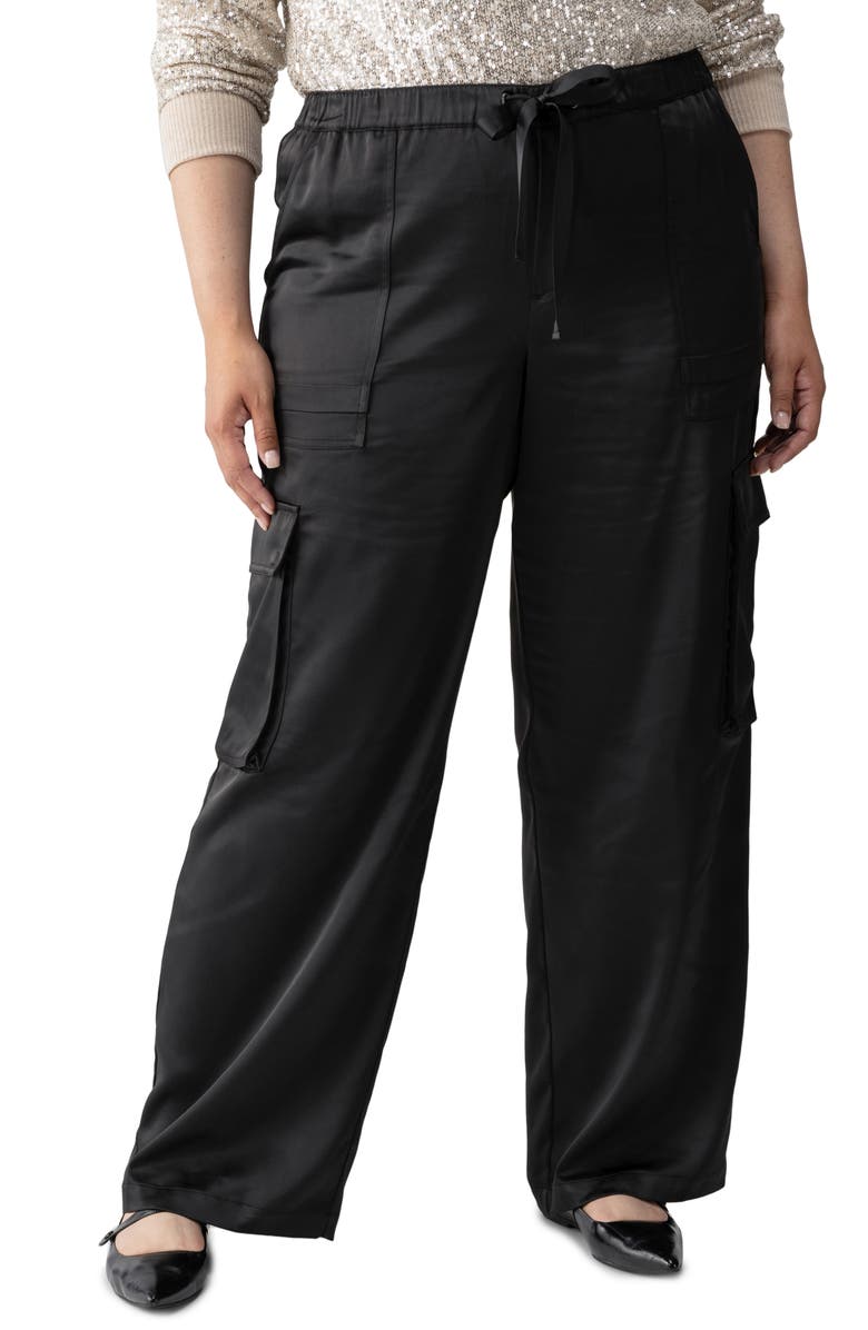 Sanctuary Satin Cargo Parachute Pants, Main, color, 