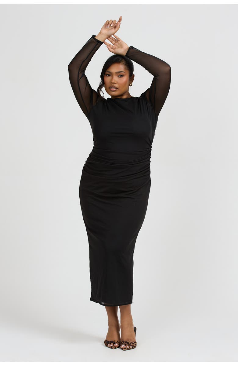 FASHION-SZN CURVE Curve Long Sleeved Midaxi Dress, Alternate, color, Black