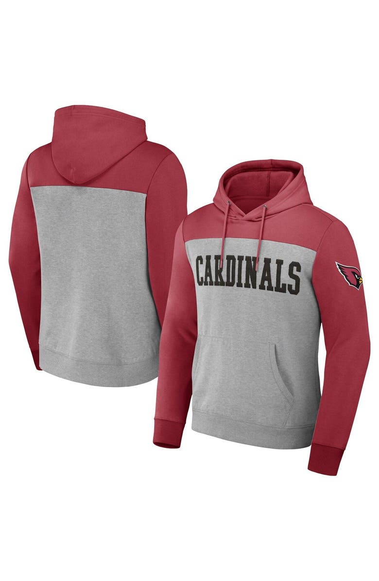 NFL X DARIUS RUCKER Men's NFL x Darius Rucker Collection by Fanatics Heather Gray Arizona Cardinals Color Blocked Pullover Hoodie, Main, color, Heather Gray