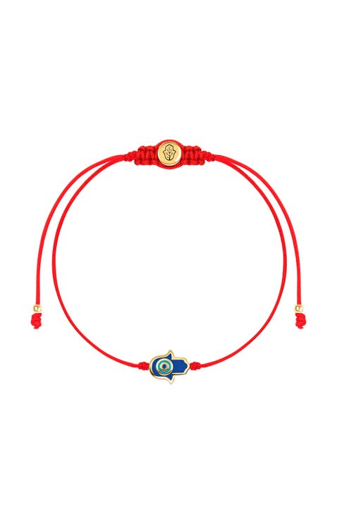 Ultimate Shield - Navy Enamel Hamsa Red String Bracelet