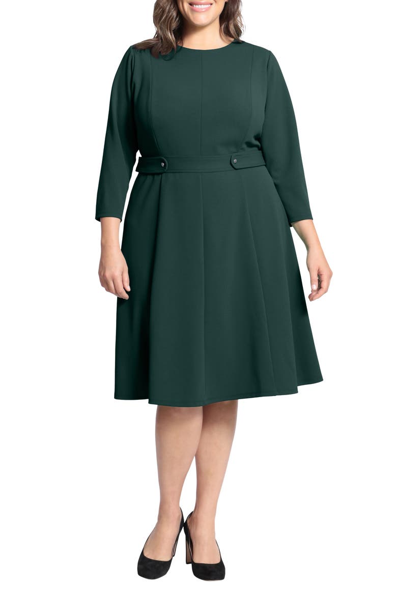 Long Sleeve Seamed Midi Dress, Main, color, EMERALD DELIGHT