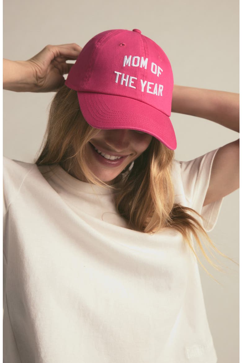 Mom of the Year Cotton Twill Baseball Cap, Alternate, color, PINK