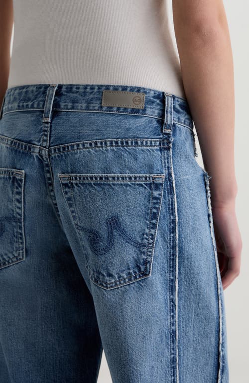 Ag Adria Colorblock Low Rise Wide Leg Jeans In Socialite In Blue