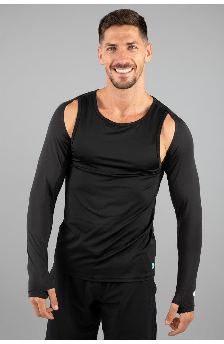 Coolibar Men's UV Shoulder Sleeves - UPF 50+ Sun Protection - Larix, Main, color, Black