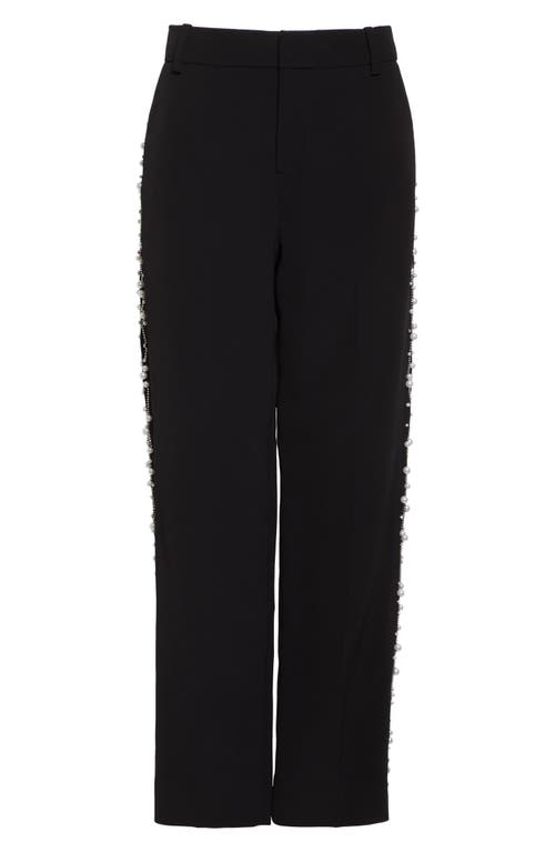 Balmain Imitation Pearl Constellation Embroidered Pants In Black/crystal